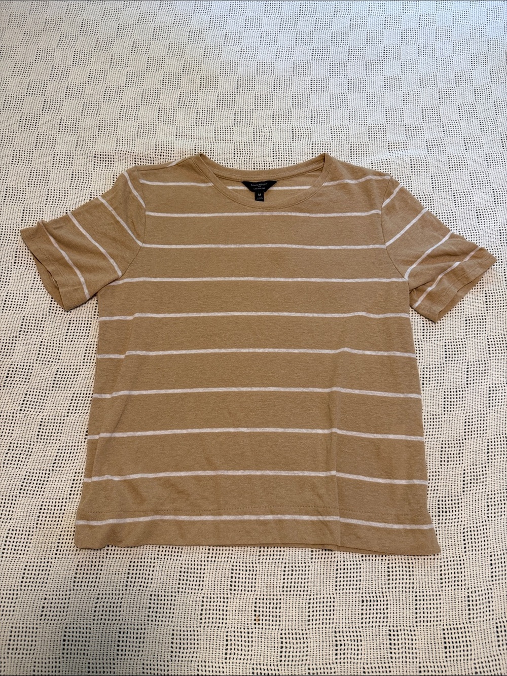Banana Republic Linen Blend Striped Short Sleeve Crewneck Tee